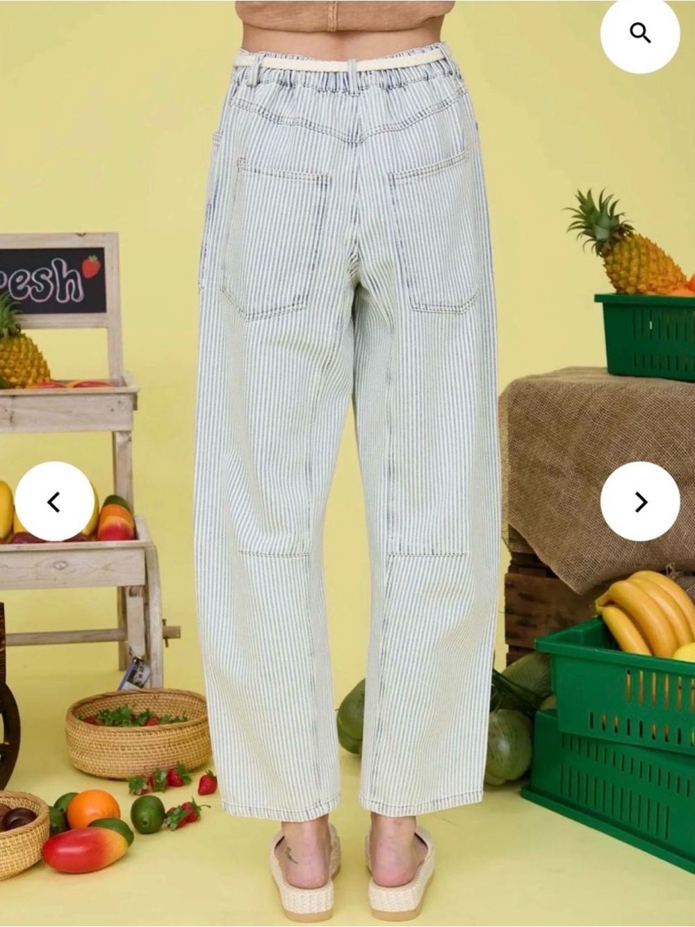 J.O.A. Rhea Stripe Soft Cotton Denim barrel leg Pant Sz Small Coastal sz S - Picture 15 of 16